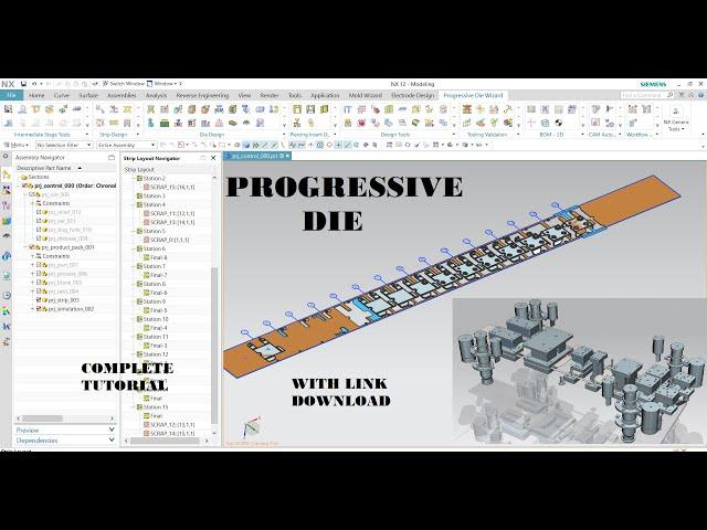 NX Progressive Die Design Tutorial (PDW) in NX Unigraphics Sheetmetal Advance