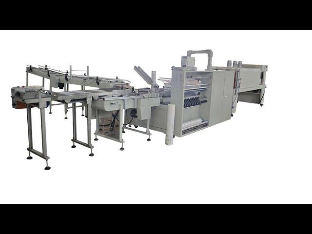 Automatic 2 rolls labeling maxi roll paper shrink packing machine