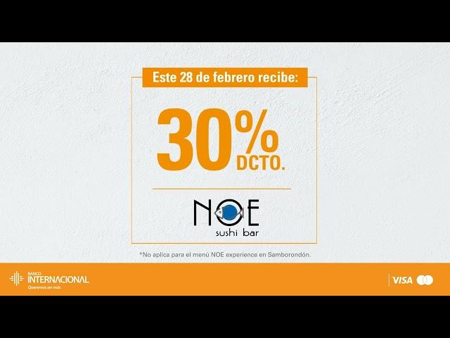 Disfruta el 30% de descuento en NOE sushi bar