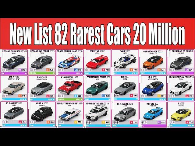 New List 82 Rarest Cars 20 Million in Forza Horizon 5