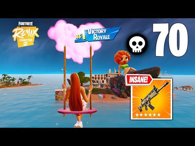 70 Elimination Solo Vs Squads "Zero Build" Gameplay Wins (Fortnite Remix chapter 2 PC)