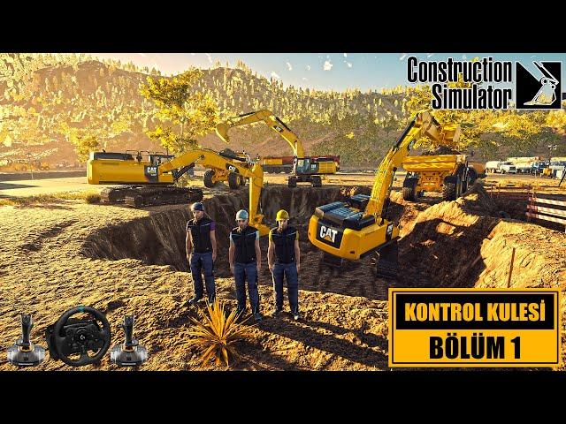 Construction Simulator 2022 Havalimanı Kontrol Kulesi Bölüm 1 - Ekiple Ekskavatörlerle Temel Kazısı