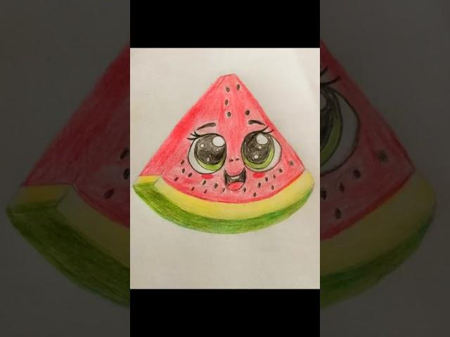 cute watermelon drawing #shorts #howtodrawstepbystep #shortvideo #ytshorts #ytshort #watermelon