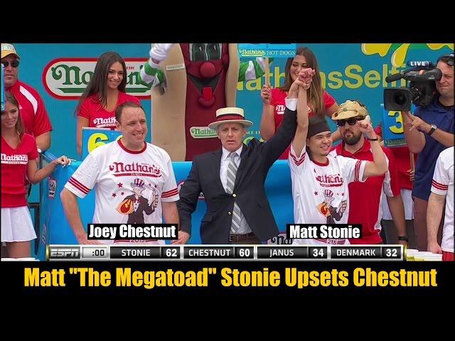 2015 Nathan's Hot Dog Eating Contest - Matt Stonie Upsets Joey Chestnut!
