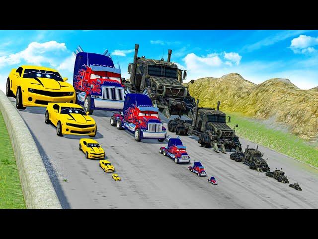 Big & Small Bumblebee Pixarized vs Big & Small Optimus Prime vs Megatron vs DOWN OF DEATH