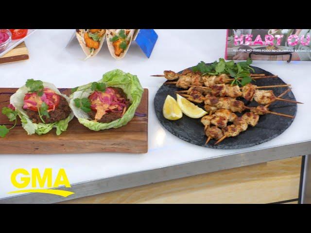 Make Daphne Oz's cauliflower tacos, lentil black bean burgers and chicken skewers l GMA