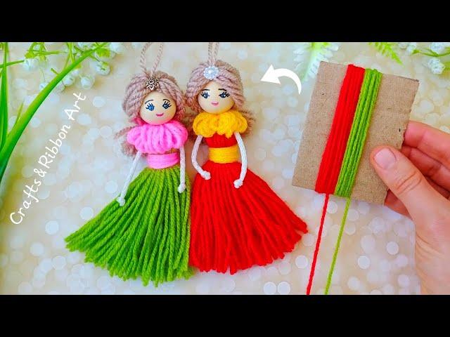 It's so Cute ️ Superb Doll Making Idea with Yarn and Cardboard- You will Love It- DIY Woolen Craft