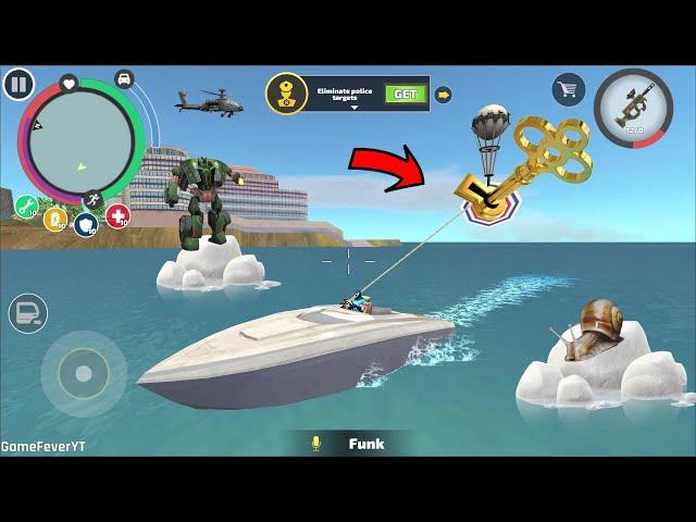 Rope Hero Vice Town (Ruggerio Rope Hero Migration Secret Key by boat) Robot Car - Gameplay HD