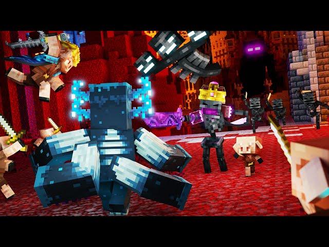 Warden & Piglin Army vs Wither Army (Minecraft Animation Movie)