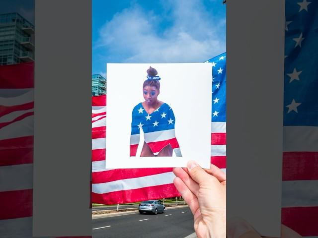 Simone Biles gymnastics routine made with 150 paper cutouts #simonebiles #olympics #gymnast