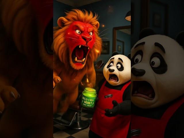 Lion Chases Panda After Spicy Facial Gone Wrong #funny #cartoon #shortvideo #shorts #viralshorts