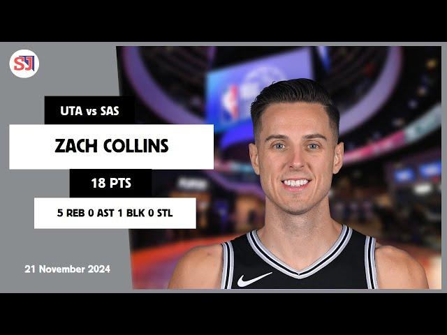 ZACH COLLINS 18 PTS vs UTA 21 Nov 24-25 SAS Highlights