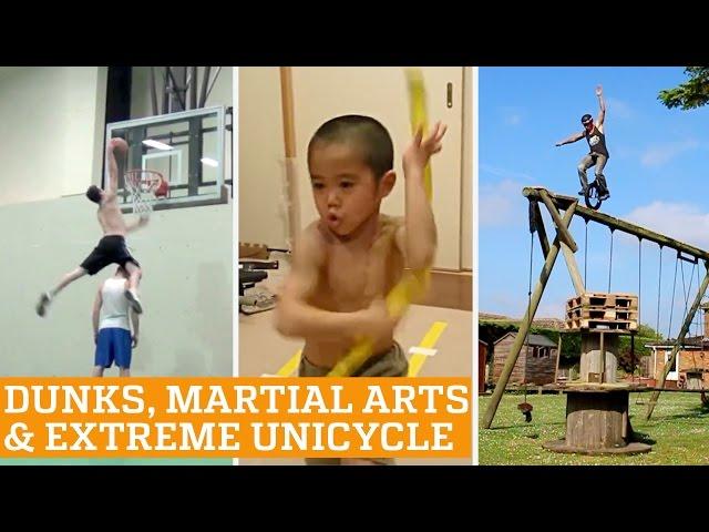 TOP FIVE: Basketball Dunks, Martial Arts & Extreme Unicycle | PEOPLE ARE AWESOME 2016