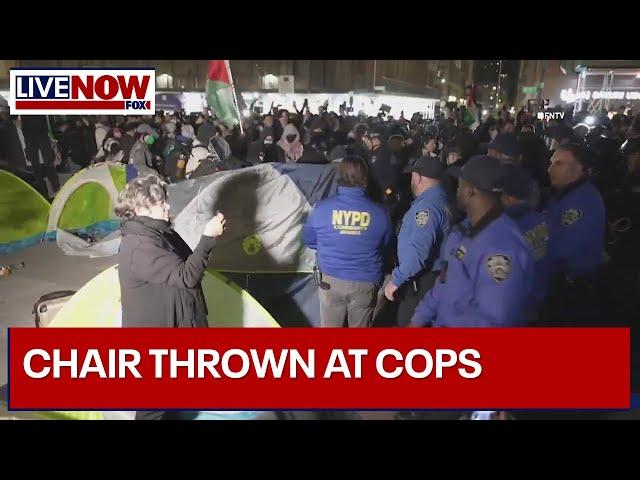 WATCH: NYU protester throws chair at police, 133 arrested | LiveNOW from FOX