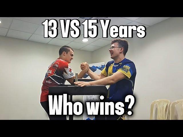 World's Strongest 13 vs 15 Year Old In ARMWRESTLING