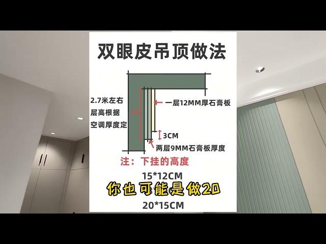 卧室双眼皮吊顶怎么做才好看？尺寸比例很重要，照着做绝对好看！