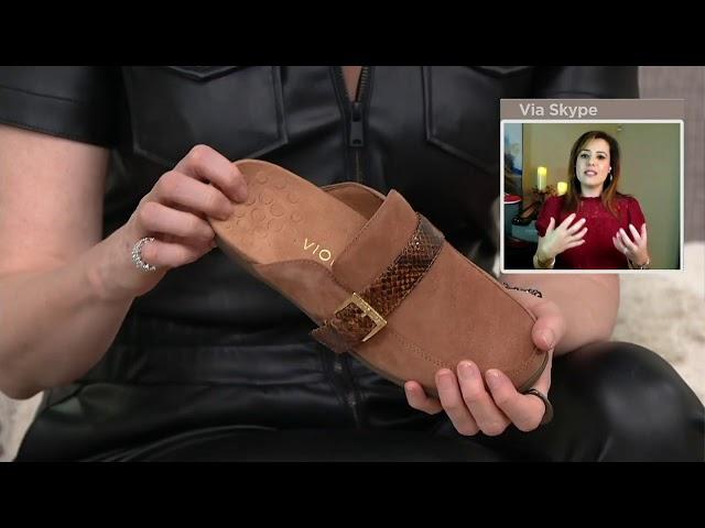 Vionic Suede Slip-On Mules w/ Snake Buckle Detail - Darla on QVC