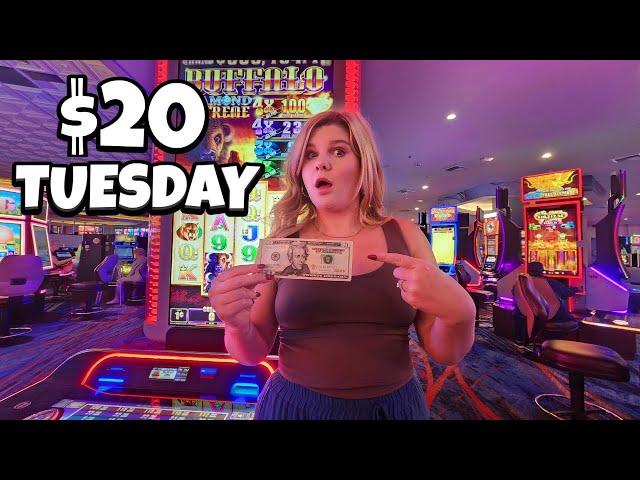 How Long Will $20 Last on BUFFALO Slots in Las Vegas? (Crazy Finish!)