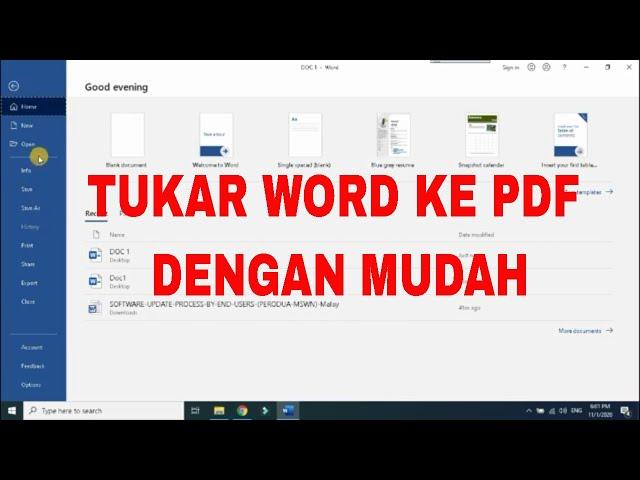 TUKAR WORD KE PDF TANPA SOFTWARE