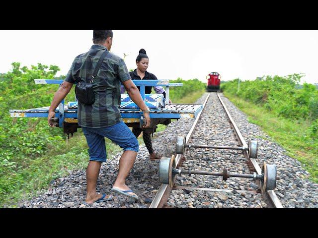 Riding Genius Bamboo Train Invention of Cambodia