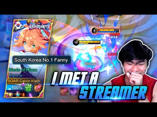 I MET A STREAMER IN RANK GAME! TAKE A LOOK OF HIS REACTION! | FANNY GAMEPLAY | MLBB