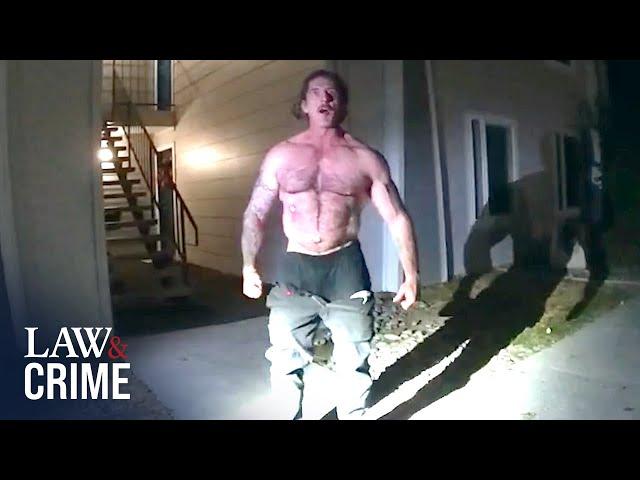 'Roided Out' Tough Guy Faces Off with 5 Police Officers