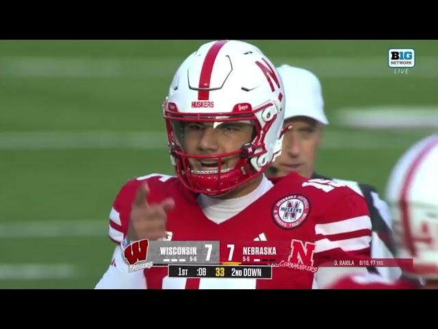 Nebraska Husker Football second scoring drive vs Wisconsin 11/24/24 Dante Dowdell Touchdown Run