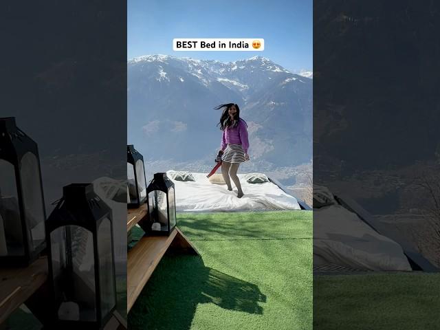 Imagine sleeping on this outdoor bed against the Himalayas!  #manali #himachal #incredibleindia