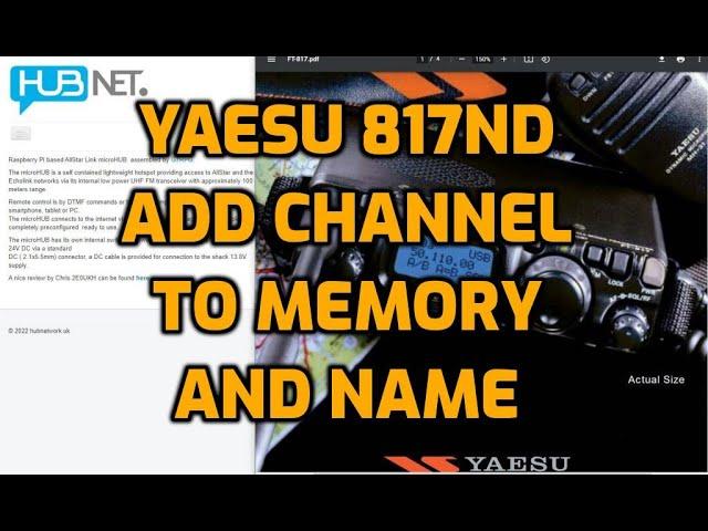 YAESU FT-817 Add Channel to Memory and name