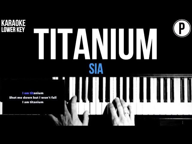 Sia - Titanium Karaoke LOWER KEY Slowed Acoustic Piano Instrumental Cover Lyrics