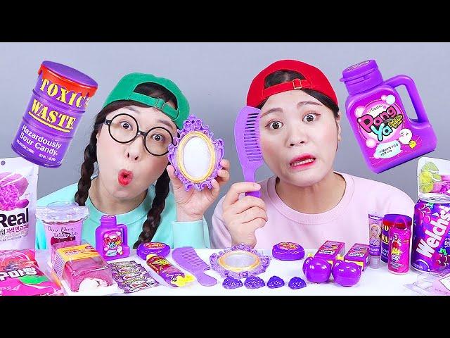 Purple Dessert Edible Chocolate Comb Candy Mukbang DONA