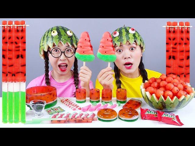 Watermelon Fruit Jelly Dessert Mukbang DONA