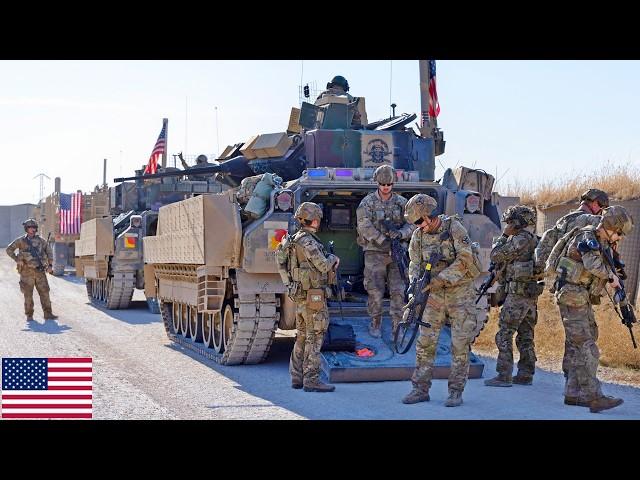 US Army in Syria. Bradley fighting vehicles as part of coalition forces.