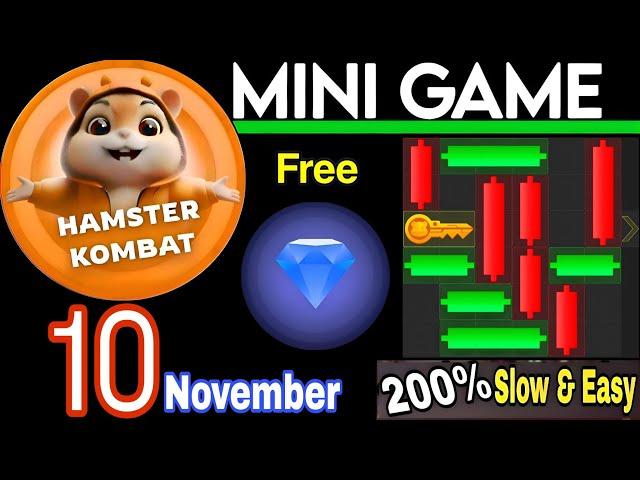 10 November  Puzzle Trick: P2E Hamster Kombat key MiniGame Solved, slow step by step! 