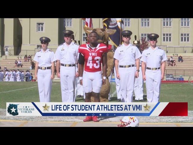 VMI's Corps of Cadets led by a pair of VMI Keydets