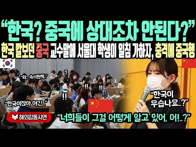 《해외감동사연》"한국? 중국에 상대조차 안된다" 한국 깔보던 중국 교수 말에 서울대 학생이 일침 가하자, 충격에 중국행