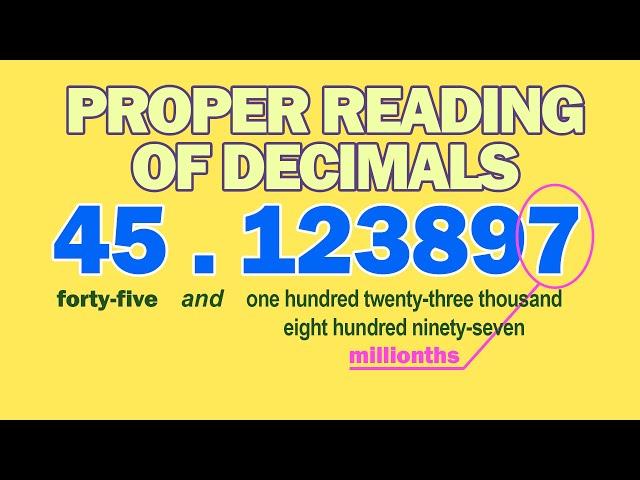 PROPER READING OF DECIMALS  2min