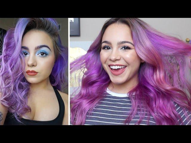 DIY Re Coloring my Hair! Blue Purple to Magenta by Mirellabellebeauty | ARCTIC FOX HAIR COLOR