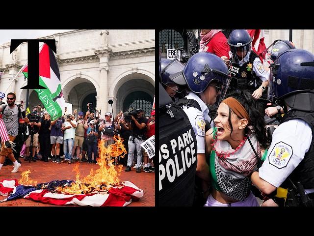 American flag set on fire in Capitol Hill protest