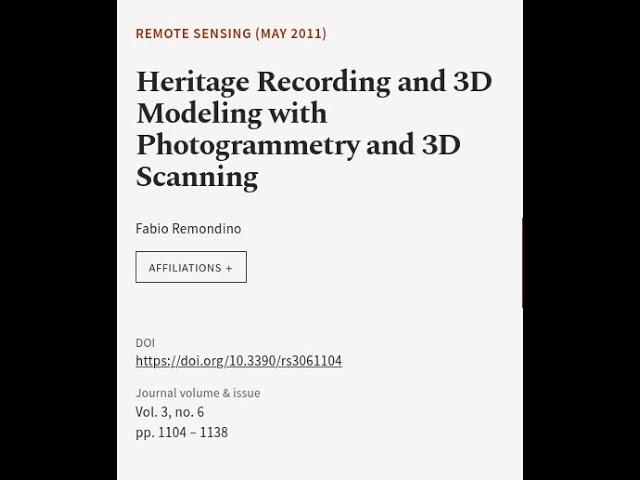 Heritage Recording and 3D Modeling with Photogrammetry and 3D Scanning | RTCL.TV