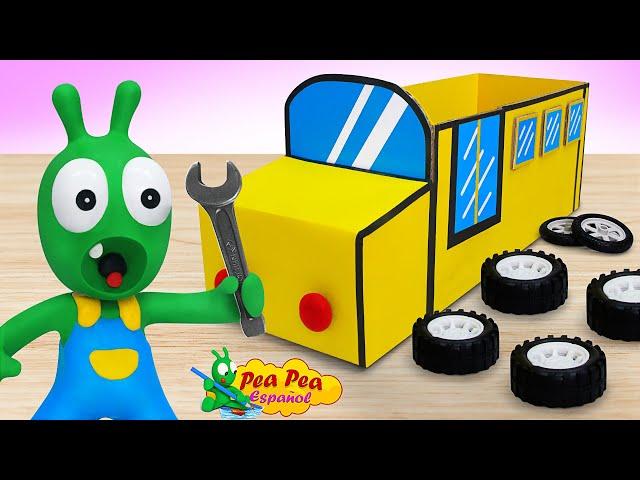 Wheel On The Bus: ¡Pea Pea al Rescate! Reparando un Autobús sin Ruedas | Pea Pea Español