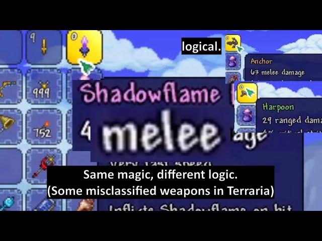 Some Terraria weapons are illogically misclassified, which can confuses you...