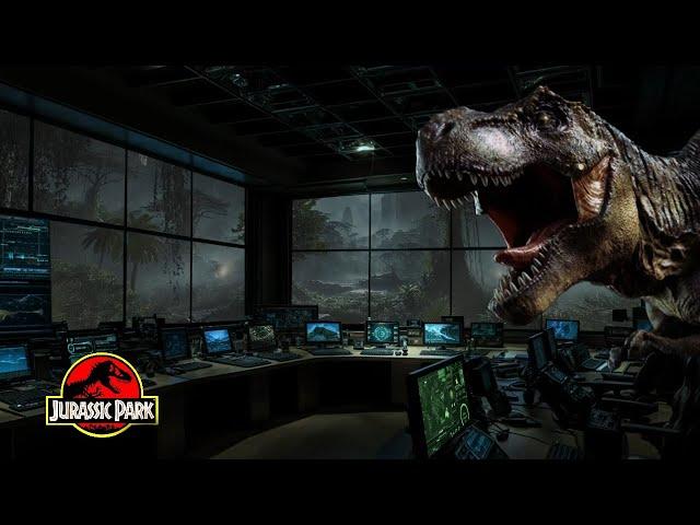 Jurassic Night: T-Rex Roars & Footsteps Echoing Through a Rainstorm | Immersive Control Room