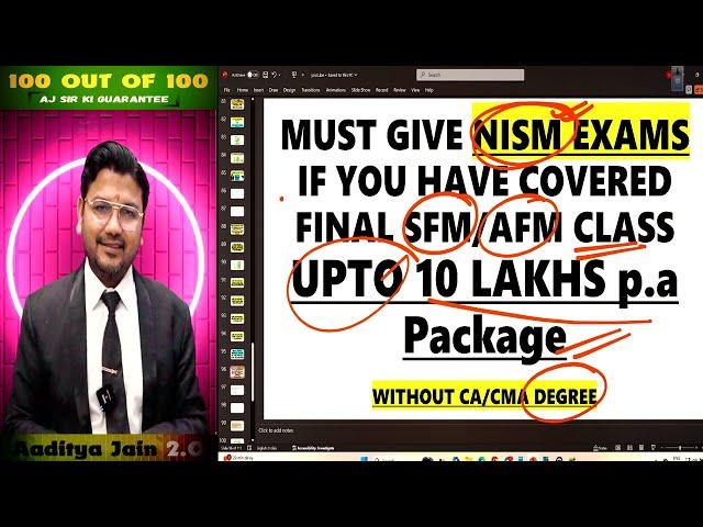 Crack NISM Exam After Final AFM/SFM Class & Earn Up to ₹10 LPA Without CA/CMA Degree! Aaditya Jain