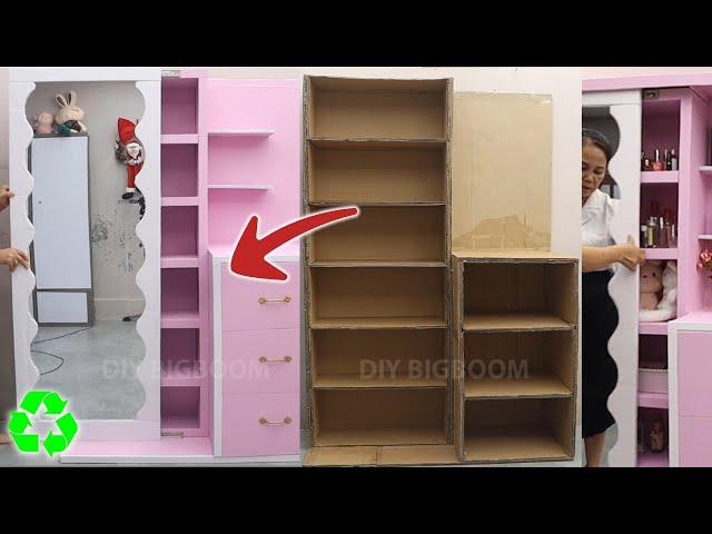 How to Build a Large Storage Cabinet with Drawers Behind a Mirror