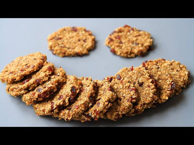 Only 3-Ingredient Cookies Ready in 3 Minutes! Happy Cookies! No sugar No oil No flour  