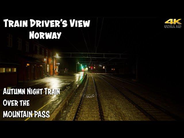 4K CABVIEW: Autumn Night Train on the Bergen Line