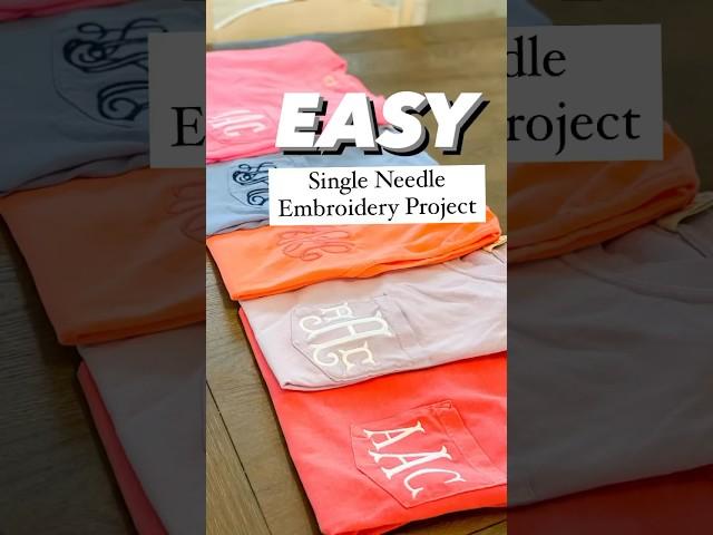 How to Monogram T-shirts: An easy single needle embroidery machine project! #howtomonogram #monogram