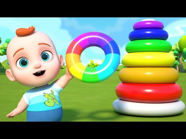 Leo Plays with Stacking Rings | Educational Videos for Toddlers | Learn & Play with Leo