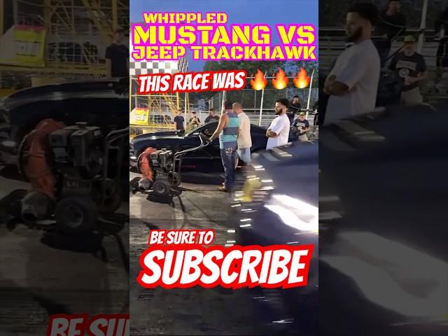 Whippled ford mustang races a jeep trackhawk (“STOCK) who will win this race